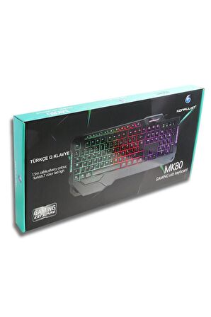 Konfulon MK80 RGB Işıklı Türkçe Q Kablolu Mekanik Hisli Klavye