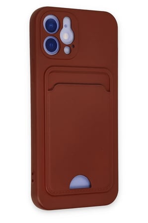 uryport Apple iPhone 12 Kılıf Kelvin Kartvizitli Silikon - Bordo