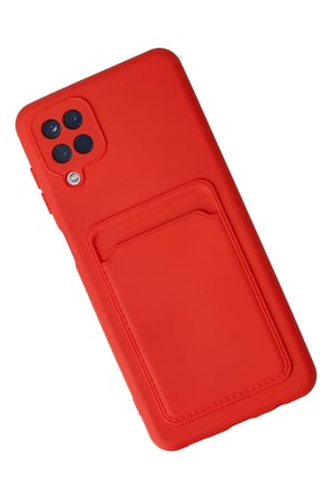 uryport Samsung Galaxy A12 Kılıf Kelvin Kartvizitli Silikon - Kırmızı