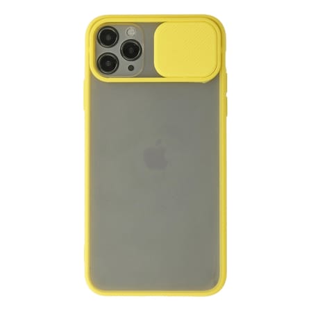 iPhone 11 Pro Max Kılıf Palm Buzlu Kamera Sürgülü Silikon - Sarı