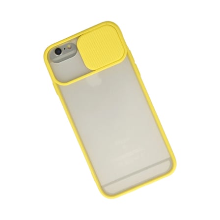 iPhone 6 Plus Kılıf Palm Buzlu Kamera Sürgülü Silikon - Sarı