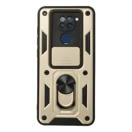 Xiaomi Redmi Note 9 Kılıf Pars Lens Yüzüklü Silikon - Gold