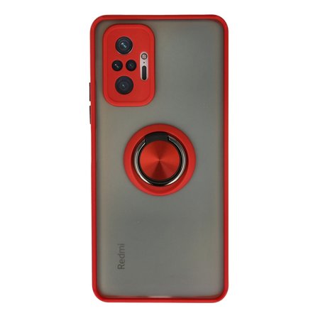 Newface Xiaomi Redmi Note 10 Pro Kılıf Montreal Yüzüklü Silikon Kapak - Kırmızı