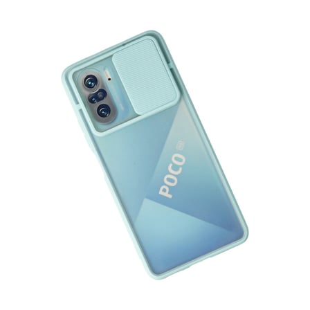 Newface Xiaomi Poco F3 Kılıf Palm Buzlu Kamera Sürgülü Silikon - Turkuaz