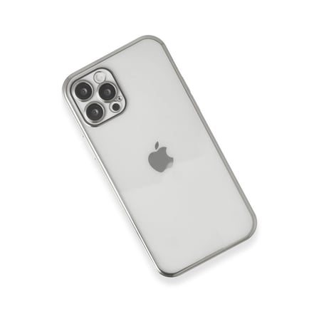 iPhone 12 Pro Max Kılıf Kamera Korumalı Lensli Silikon - Gümüş