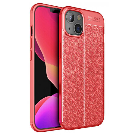 iPhone 13 Kılıf Focus Deri Desen Silikon Arka Kapak
