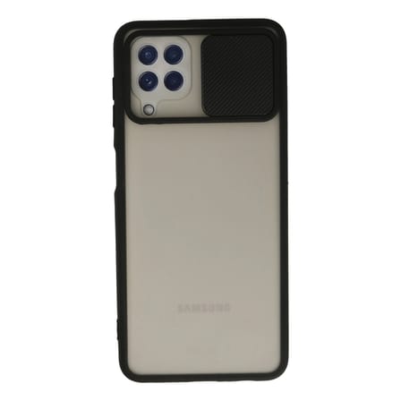 Samsung Galaxy A22 Kılıf Palm Buzlu Kamera Sürgülü Silikon - Siyah