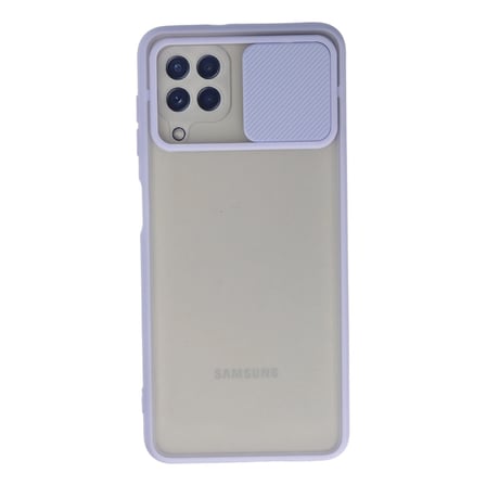 Samsung Galaxy A22 Kılıf Palm Buzlu Kamera Sürgülü Silikon - Lila