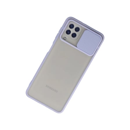 Samsung Galaxy A22 Kılıf Palm Buzlu Kamera Sürgülü Silikon - Lila