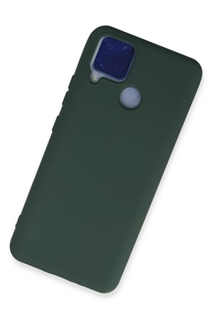 Newface Realme C15 Kılıf Nano içi Kadife Silikon - Koyu Yeşil