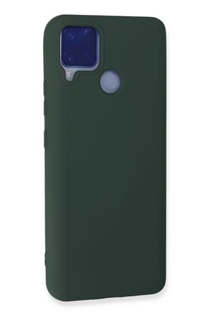Newface Realme C15 Kılıf Nano içi Kadife Silikon - Koyu Yeşil
