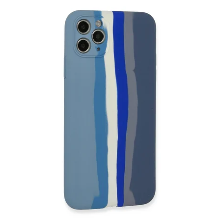 iPhone 11 Pro Kılıf Ebruli Lansman Silikon - Mavi-gri