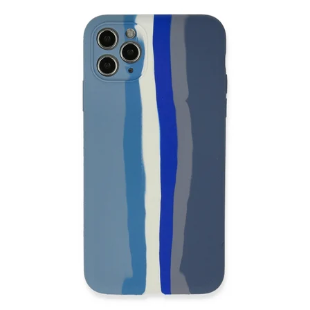 iPhone 11 Pro Kılıf Ebruli Lansman Silikon - Mavi-gri
