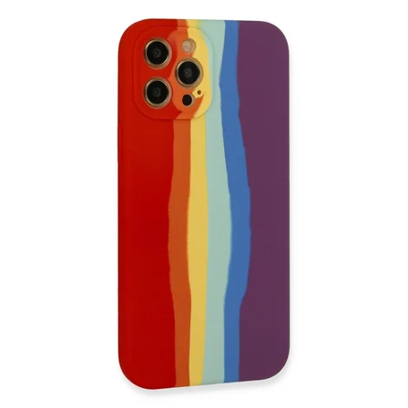 iPhone 12 Pro Kılıf Ebruli Lansman Silikon - Kırmızı-mor