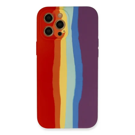 iPhone 12 Pro Kılıf Ebruli Lansman Silikon - Kırmızı-mor
