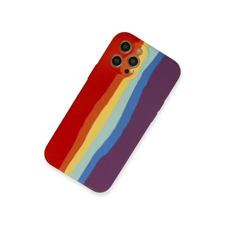 iPhone 12 Pro Kılıf Ebruli Lansman Silikon - Kırmızı-mor