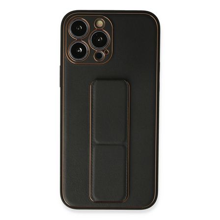 iPhone 13 Pro Kılıf Coco Deri Standlı Kapak - Siyah