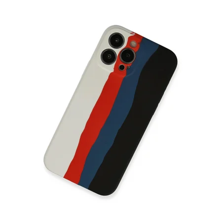 iPhone 13 Pro Kılıf Ebruli Lansman Silikon - Beyaz-siyah