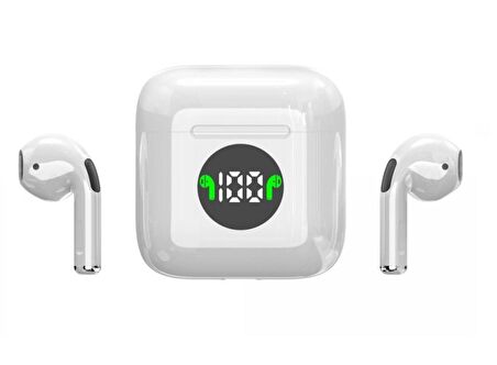 Konfulon BTS12 Kablosuz Dijital Şarj Göstergeli Bluetooth Kulaklık - Beyaz