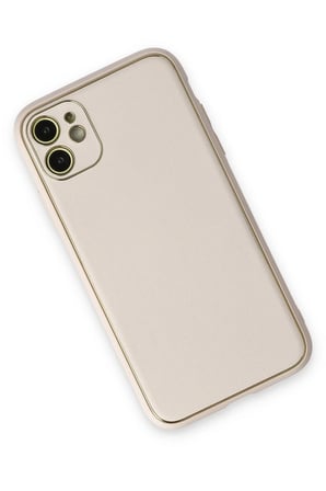 uryport Apple iPhone 12 Kılıf Coco Deri Silikon Kapak - Beyaz
