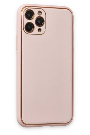 uryport Apple iPhone 11 Pro Max Kılıf Coco Deri Silikon Kapak - Pudra