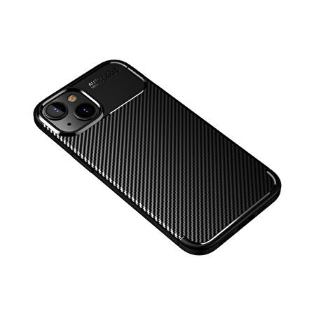 iPhone 14 Kılıf Focus Carbon Desen Silikon Arka Kapak