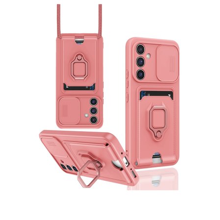 Newface Samsung Galaxy A54 5G Kılıf Zuma Kartvizitli Yüzüklü Silikon - Pembe