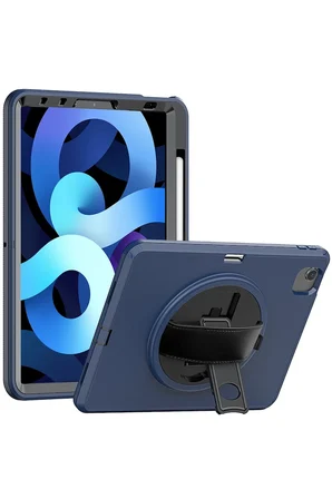 Newface Apple iPad 2022 10.9 (10.nesil) Kılıf Hand Strap Tablet Kılıfı - Lacivert