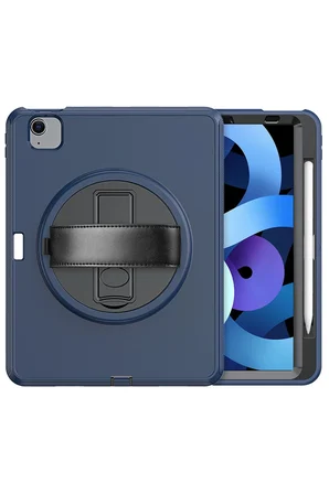 Newface Apple iPad 2022 10.9 (10.nesil) Kılıf Hand Strap Tablet Kılıfı - Lacivert