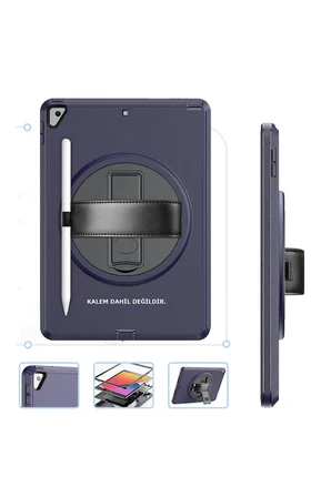 Newface Apple iPad 10.2 (7.nesil) Kılıf Hand Strap Tablet Kılıfı - Lacivert