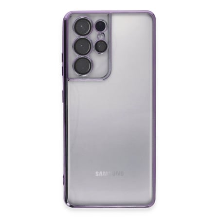 Samsung Galaxy S21 Ultra Kılıf Kamera Korumalı Lensli Silikon - Mor