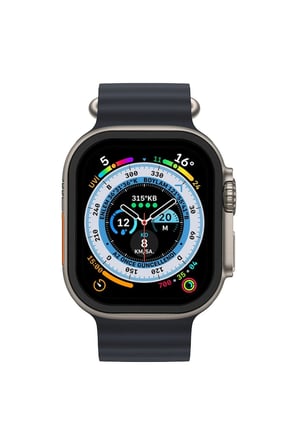 uryport Apple Watch Ultra 49mm Alüminyum Kasa Cam Ekran Koruyucu - Siyah