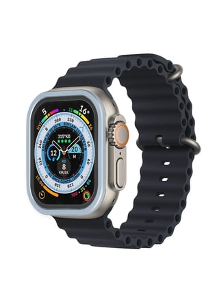 uryport Apple Watch Ultra 49mm Alüminyum Kasa Cam Ekran Koruyucu - Mavi
