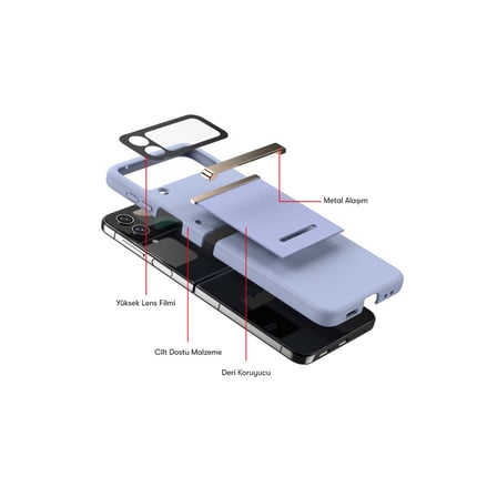 Newface Samsung Galaxy Z Flip 3 Kılıf Belt Flip Kapak - Siyah