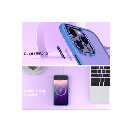 Newface iPhone 13 Pro Max Kılıf Power Silikon - Lila