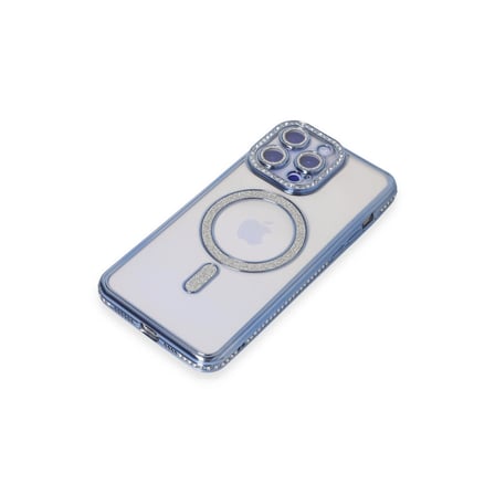 iPhone 14 Pro Max Kılıf Joke Simli Magneticsafe Kılıf - Mavi