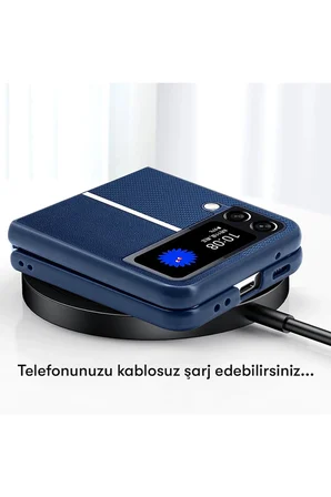 Fuchsia Samsung Galaxy Z Flip 4 ile Uyumlu Kılıf HBC-155 Lizbon Kapak - Derin Mor