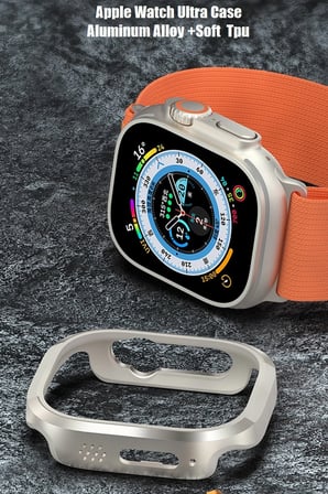 Movenchy Apple Watch Ultra 49mm MO-WT3 Alüminyum Kasa Koruyucu - Gold