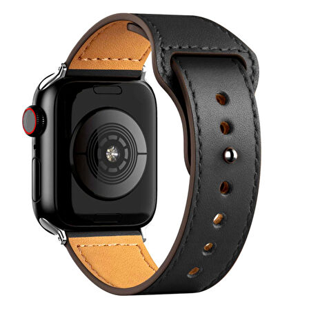 Newface KR415 Luaz Apple Watch 38 / 40 / 41mm Deri Kordon - Siyah