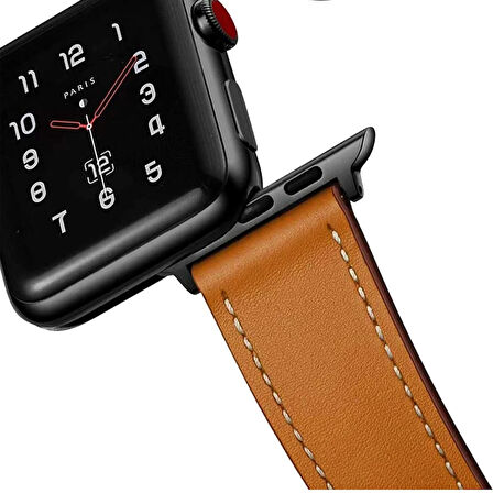 Newface KR415 Luaz Apple Watch 42/44/45/49mm Deri Kordon - Kahverengi