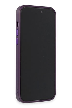 Fuchsia iPhone 14 Pro Max ile Uyumlu Kılıf HBC-160 Almera Taşlı Kapak - Derin Mor