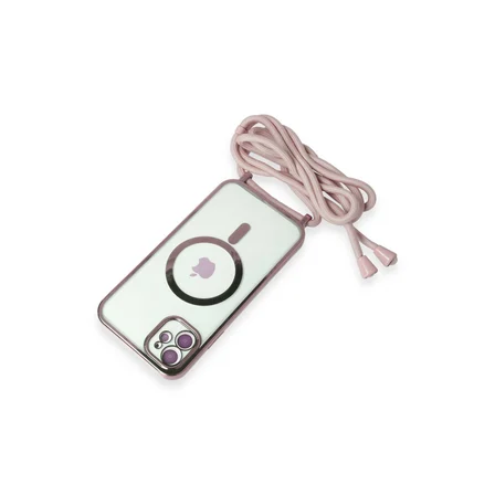 iPhone 11 Kılıf Divo Lazer Askılı Magsafe Kapak - Pembe