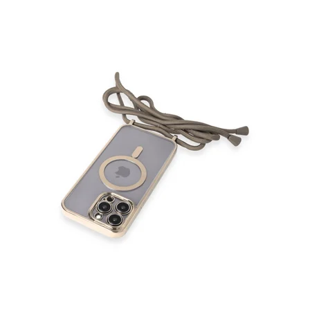 iPhone 12 Pro Max Kılıf Divo Lazer Askılı Magsafe Kapak - Gold