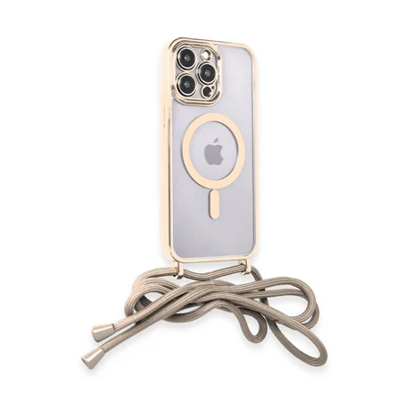 iPhone 12 Pro Max Kılıf Divo Lazer Askılı Magsafe Kapak - Gold