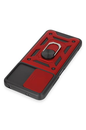 Newface Xiaomi Redmi Note 12 5G Kılıf Pars Lens Yüzüklü Silikon - Kırmızı