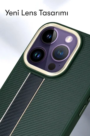 Fuchsia iPhone 14 Pro Max ile Uyumlu Kılıf HBC-163 Times Kapak - Koyu Yeşil