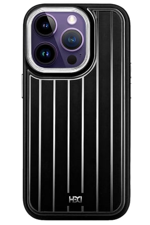 Fuchsia iPhone 14 Pro ile Uyumlu Kılıf HBC-190 Kolaj Kapak - Siyah