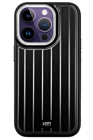 Fuchsia iPhone 14 Pro Max ile Uyumlu Kılıf HBC-190 Kolaj Kapak - Siyah
