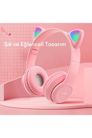 Newface P47M Kablosuz Kedi Kulaklık - Mor