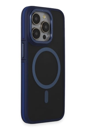 Fuchsia iPhone 14 Pro ile Uyumlu Kılıf Rocky Kablosuz Şarj Özellikli Kapak - Lacivert